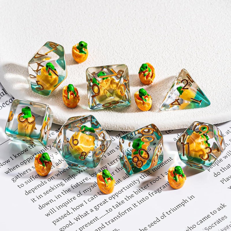 weyano DND Resin Dinosaur Dice Set, D&D Polyhedral Dice for Dungeons and Dragons RPG, MTG Role Playing Games D and D Dice 7pcs-Set D20 D12 D10 D8 D6 D4 - Image 3